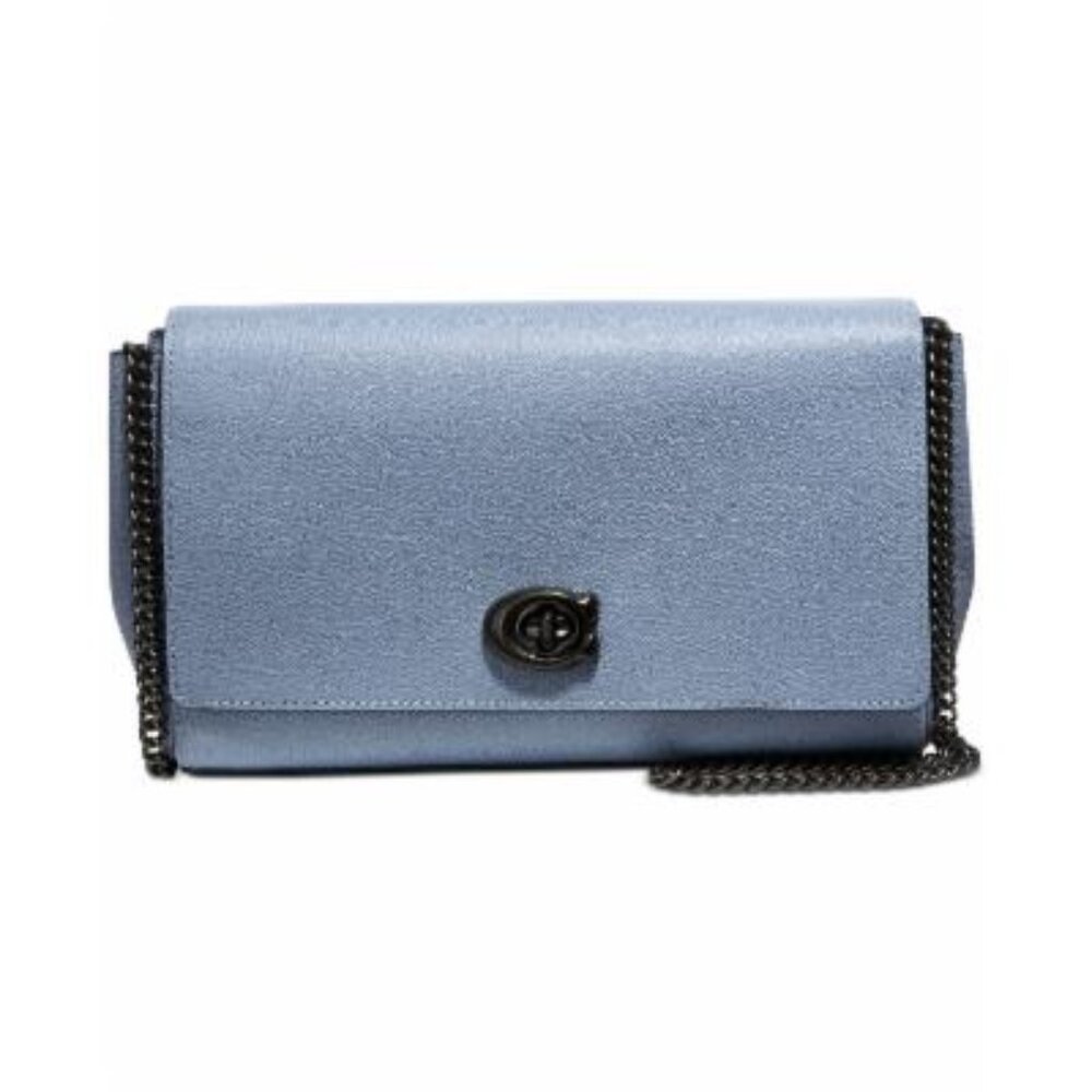 Coach Alexa Leather Chain Crossbody Clutch - Mist/Pewter